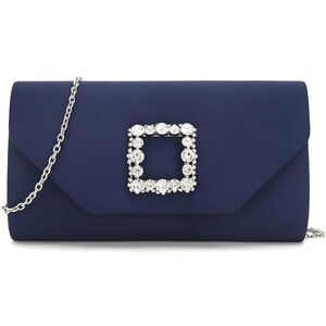 Elegant Royal Blue Clutch with Crystal Embellishment